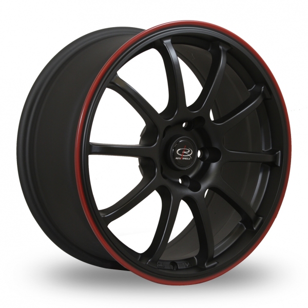 17" Rota Force Matt Black/Red Lip Alloy Wheels