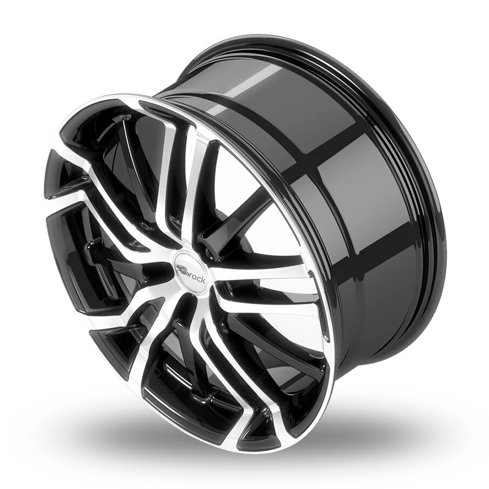 17" Brock B26 Gloss Black Polished Alloy Wheels