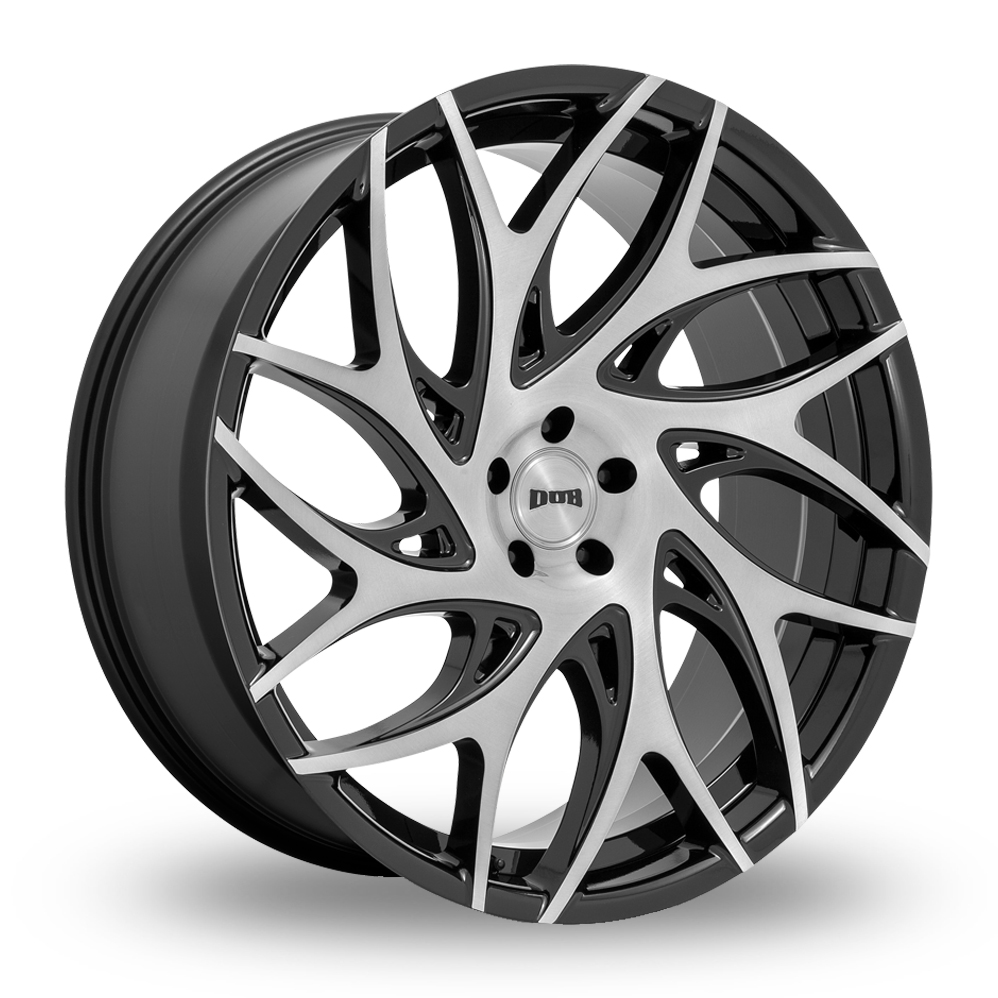 DUB S260 G.O.A.T. (USA Warehouse) Brushed Face With Gloss Black Dark Tint Spokes Alloy Wheels
