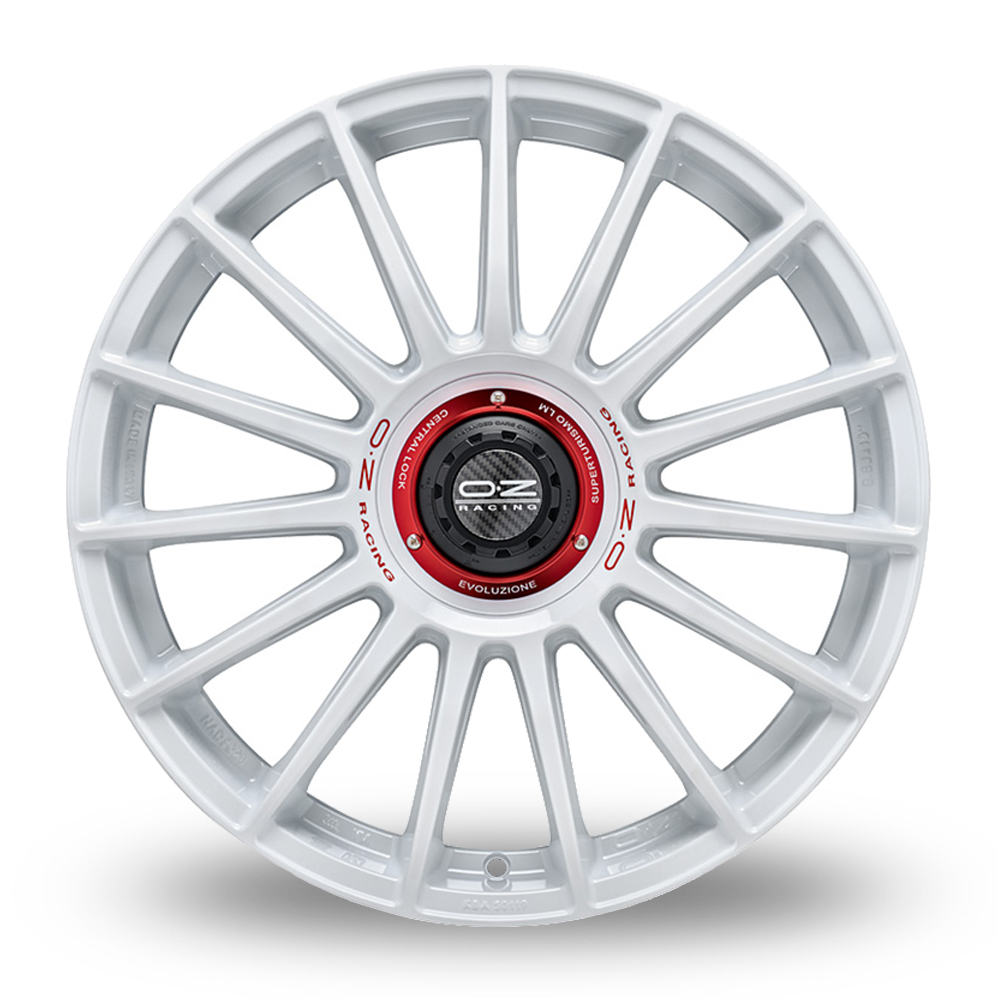 20" OZ Racing Superturismo Evoluzione WRC Race White Red Lettering Alloy Wheels