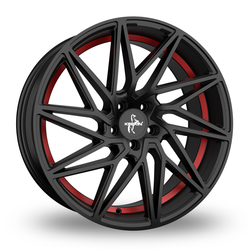 Keskin Tuning KT20 Matt Black Red Inside Alloy Wheels