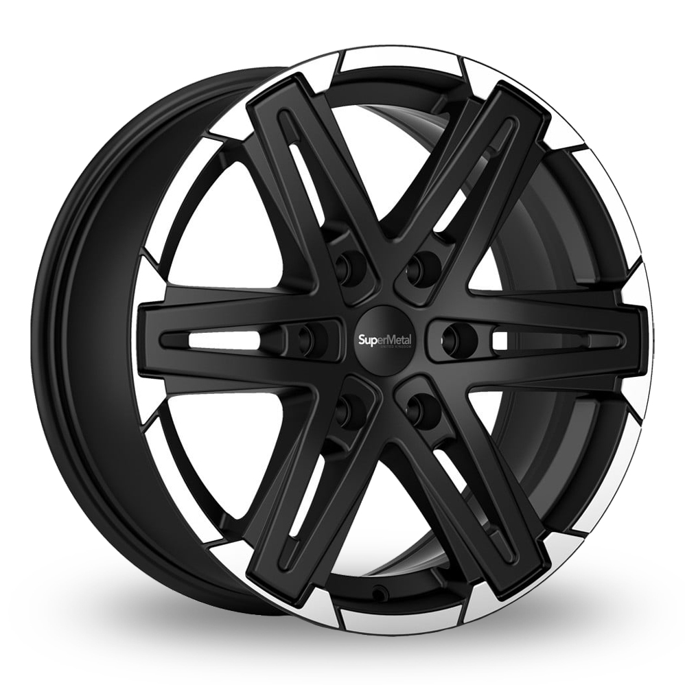18" SuperMetal Compass Matt Black Polished Rim Alloy Wheels