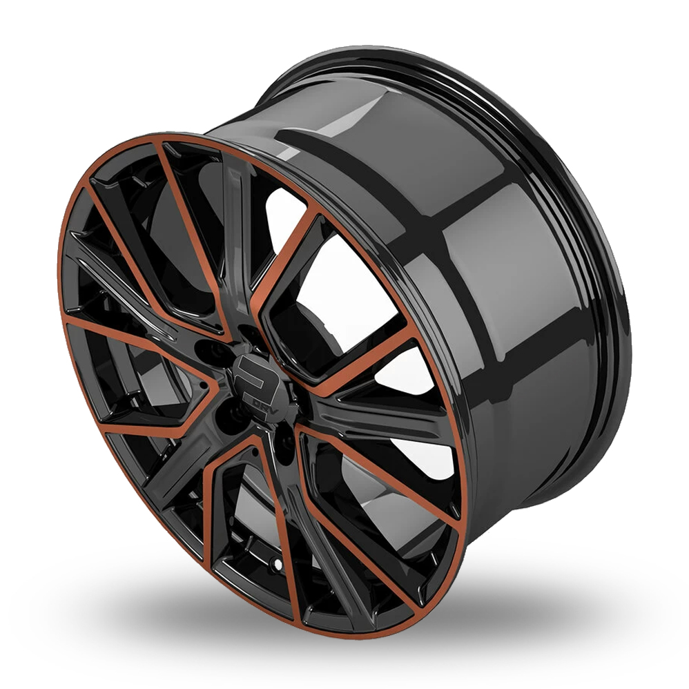 17" 2DRV WH34 Gloss Black Polished Copper Face Alloy Wheels