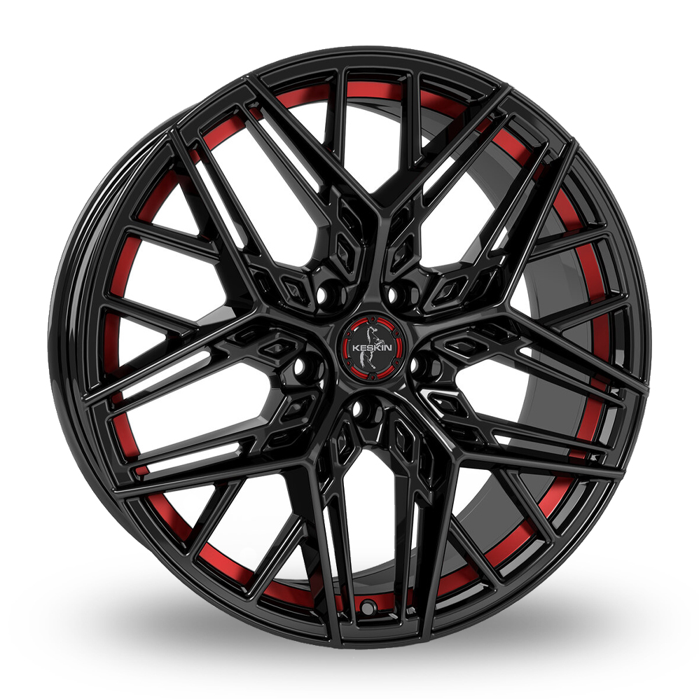 Keskin Tuning KT25 Gloss Black Red Inside Alloy Wheels