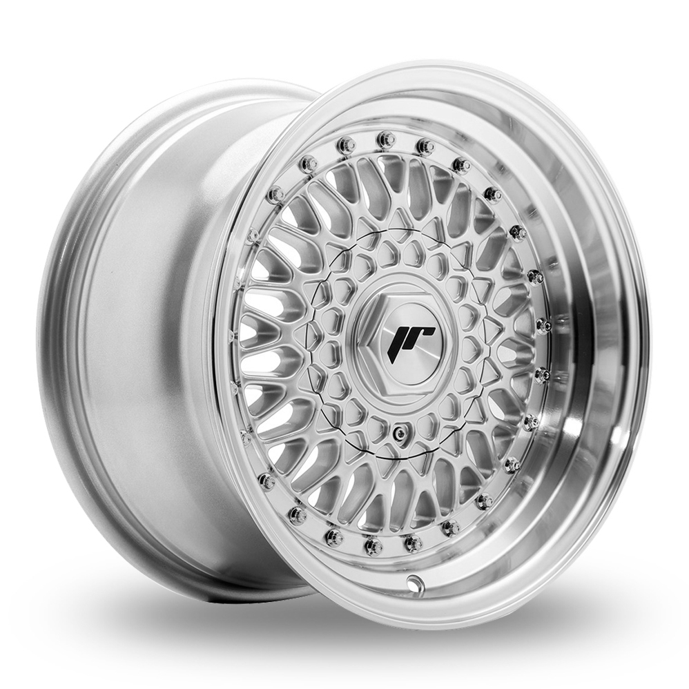 Japan Racing JR9 (8.5x17) (Custom Fitment) Silver Machined Lip & Silver Rivets Alloy Wheels