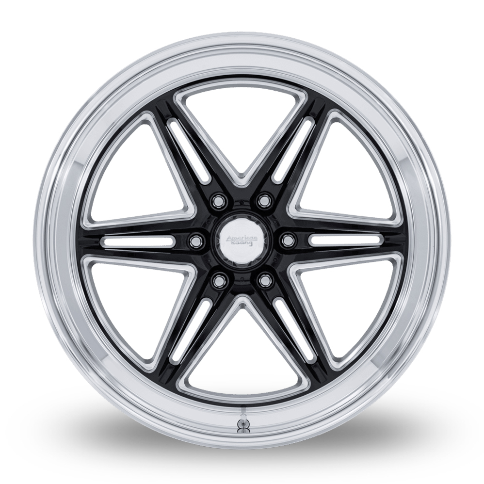 17" American Racing AR953 Groove 6 Drag (USA Warehouse) Gloss Black Milled With Diamond Cut Lip Alloy Wheels
