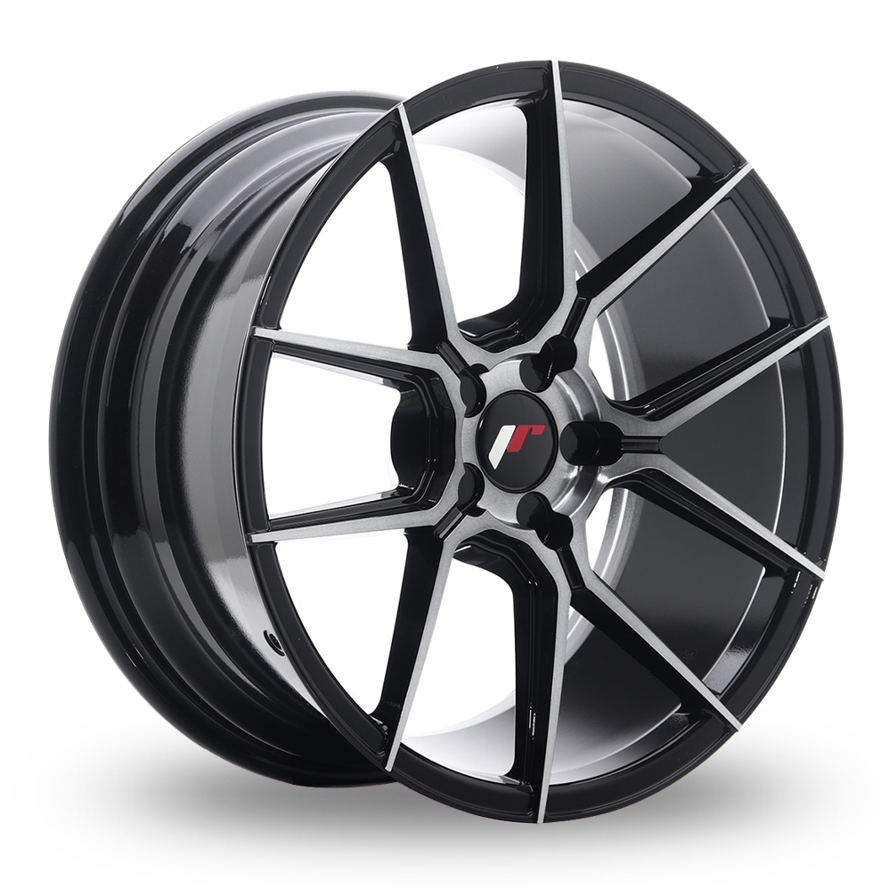Japan Racing JR30 (8.5x18) (Custom Fitment) Black Machined Tinted Face Alloy Wheels