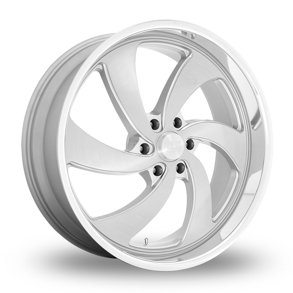 US Mags U134 Desperado (USA Warehouse) Silver Brushed Face Milled Diamond Cut Lip Alloy Wheels
