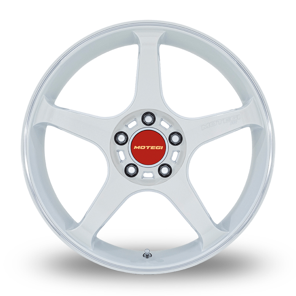 18" Motegi Racing MR159 Battle V (USA Warehouse) Matsuri White Pearl With Machined Lip Stripe Alloy Wheels