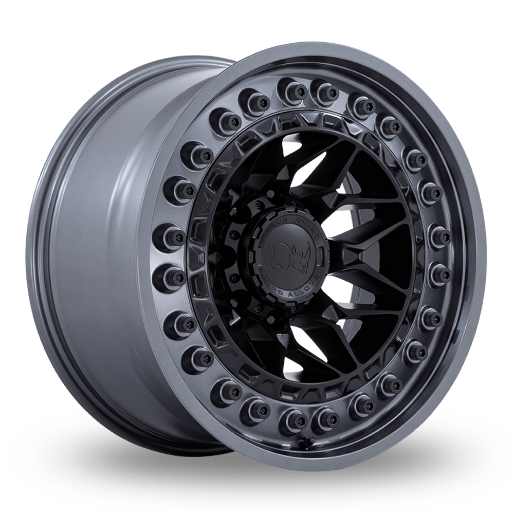 Black Rhino Alpha (USA Warehouse) Matte Black With Gunmetal Lip Alloy Wheels