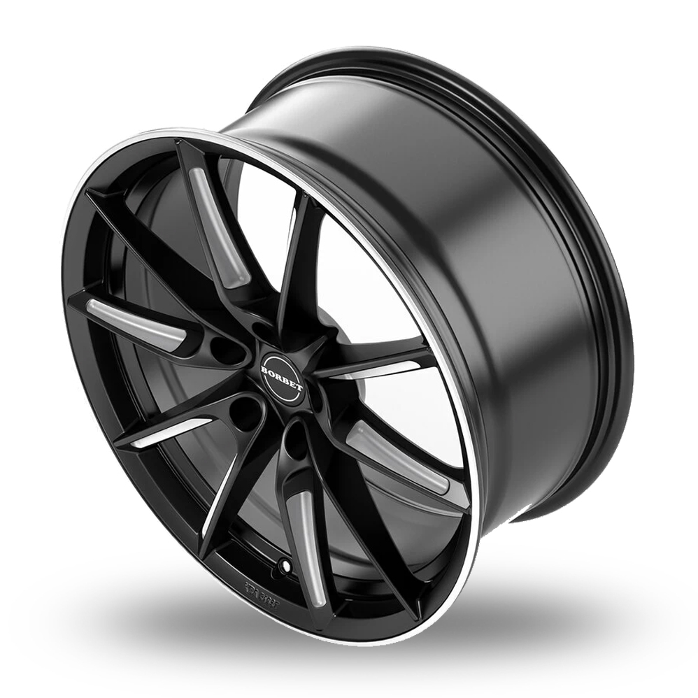 18" Borbet LX18 Matt Black Silver Alloy Wheels