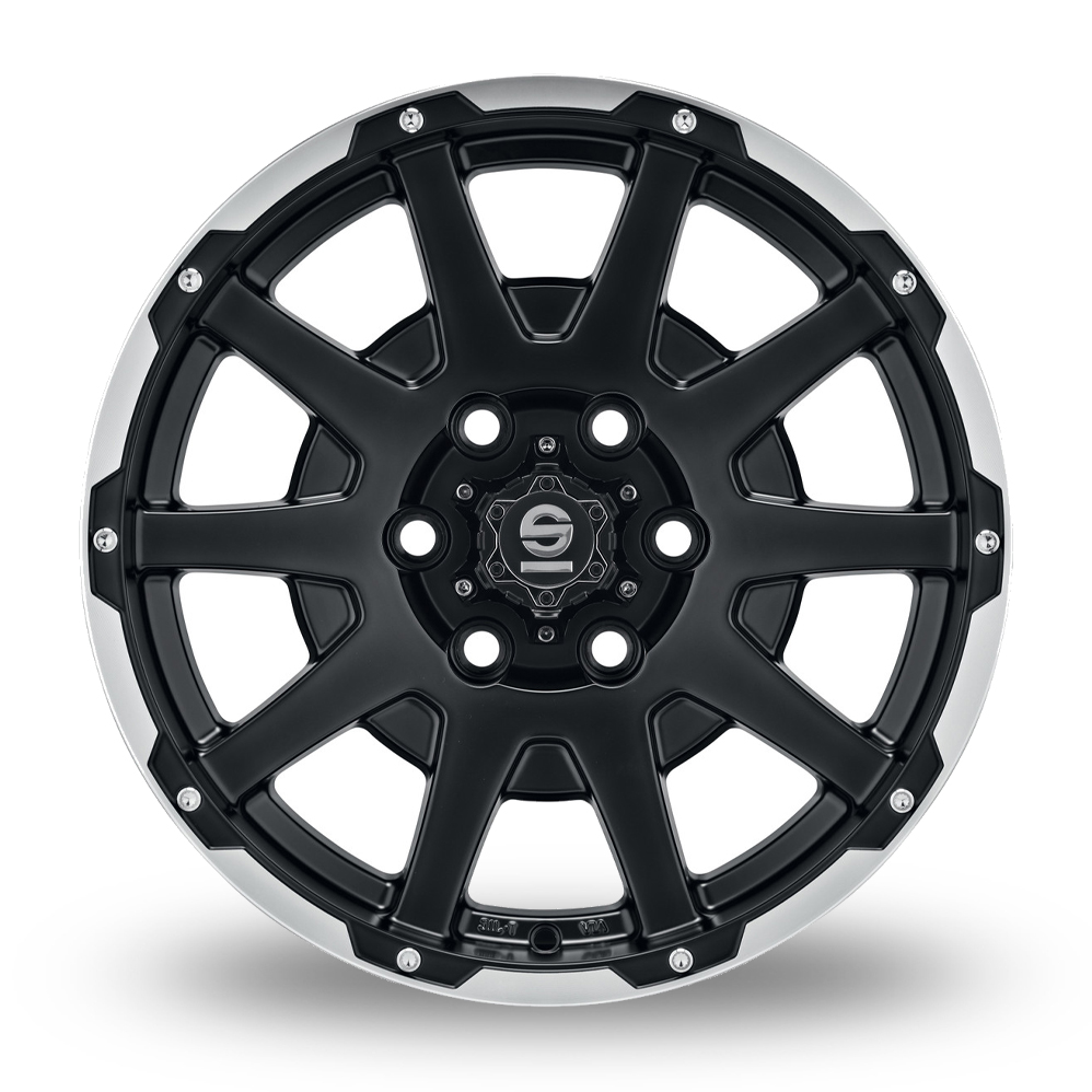 17" Sparco Dakar Matt Black Lip Polished Rivets Alloy Wheels