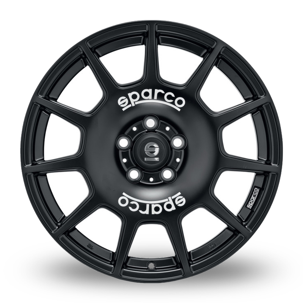 15" Sparco Terra Matt Black White Lettering Alloy Wheels