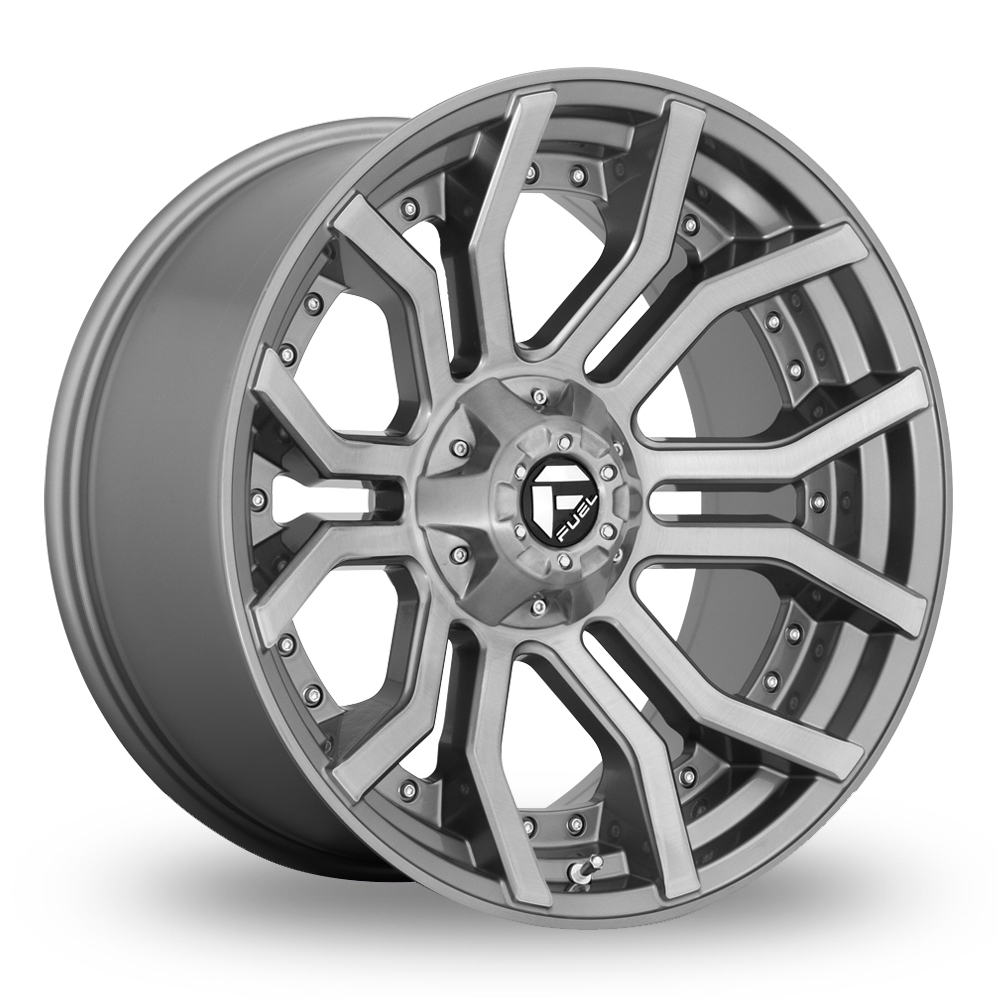 Fuel Off-Road D713 Rage Platinum Brushed Gunmetal Tinted Clear Alloy Wheels