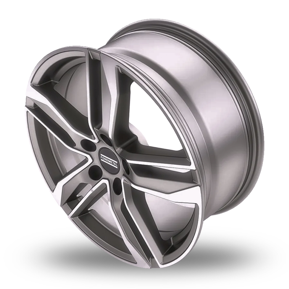 18" Fondmetal Hexis Gloss Titanium Machined Alloy Wheels