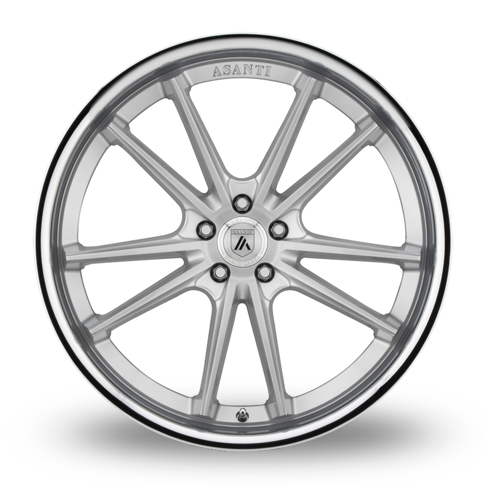 24" Asanti Black ABL-23 Sigma Brushed Silver With Chrome Lip Alloy Wheels