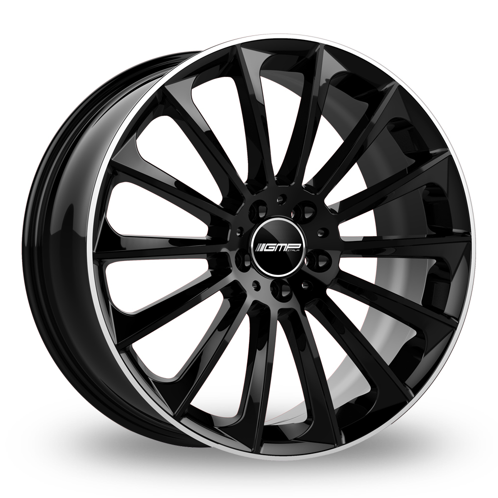 22" GMP Italia Stellar Black/Polished Lip Wider Rear Alloy Wheels