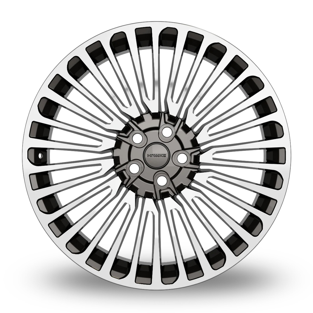 22" Hawke Sentry Grey Polished Alloy Wheels