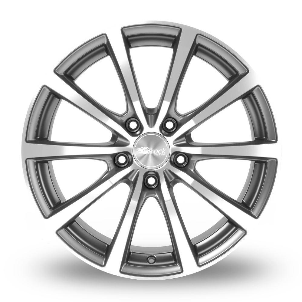 18" Brock B32 Himalaya Grey Front Polished Alloy Wheels