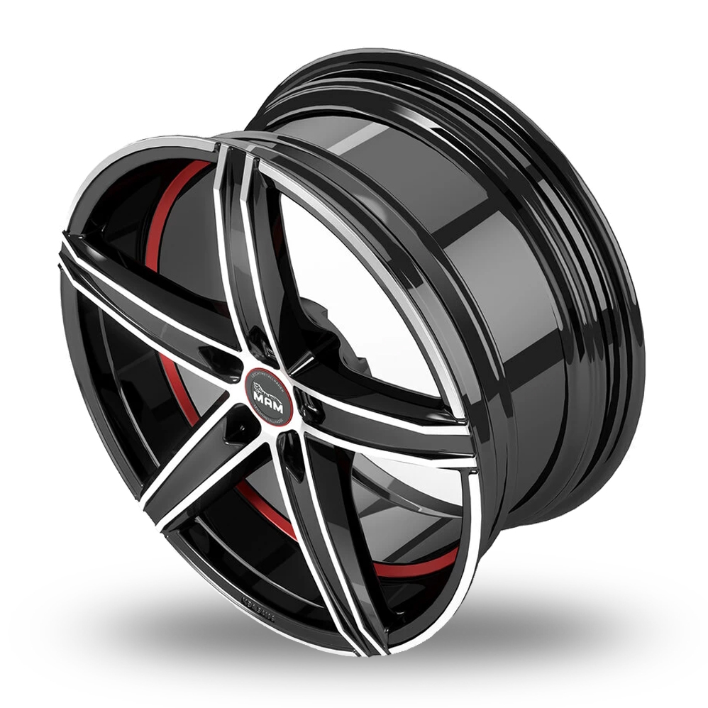 19" MAM OX-18 Black Polished Red Inside Alloy Wheels