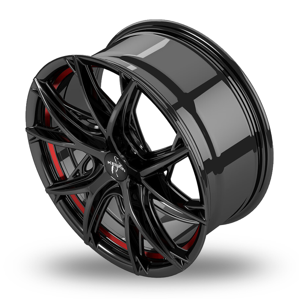 19" Keskin Tuning KT24 Gloss Black Red Inside Alloy Wheels