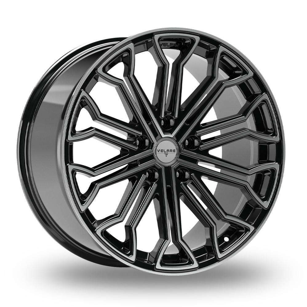 8.5x20 (Front) & 10x20 (Rear) Velare VLR04 Black Polished Alloy Wheels