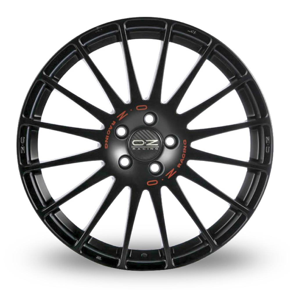 15" OZ Racing Superturismo GT Matt Black Red Lettering Alloy Wheels