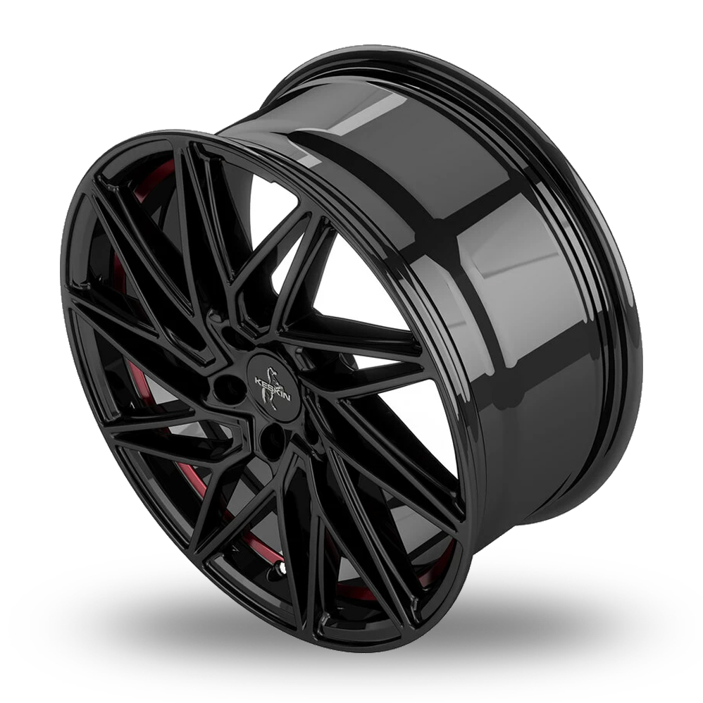 18" Keskin Tuning KT20 Gloss Black Red Inside Alloy Wheels