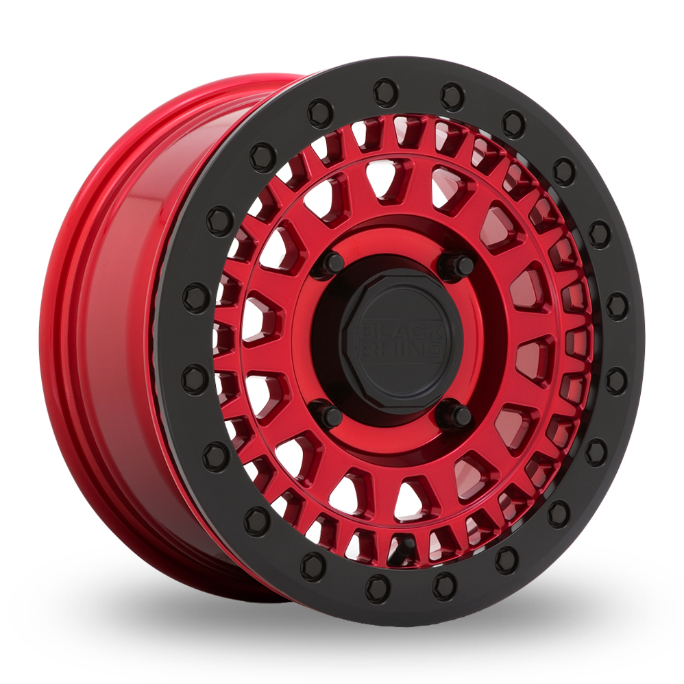 Black Rhino Parker UTV Beadlock (USA Warehouse) Candy Red With Black Bead Ring Alloy Wheels