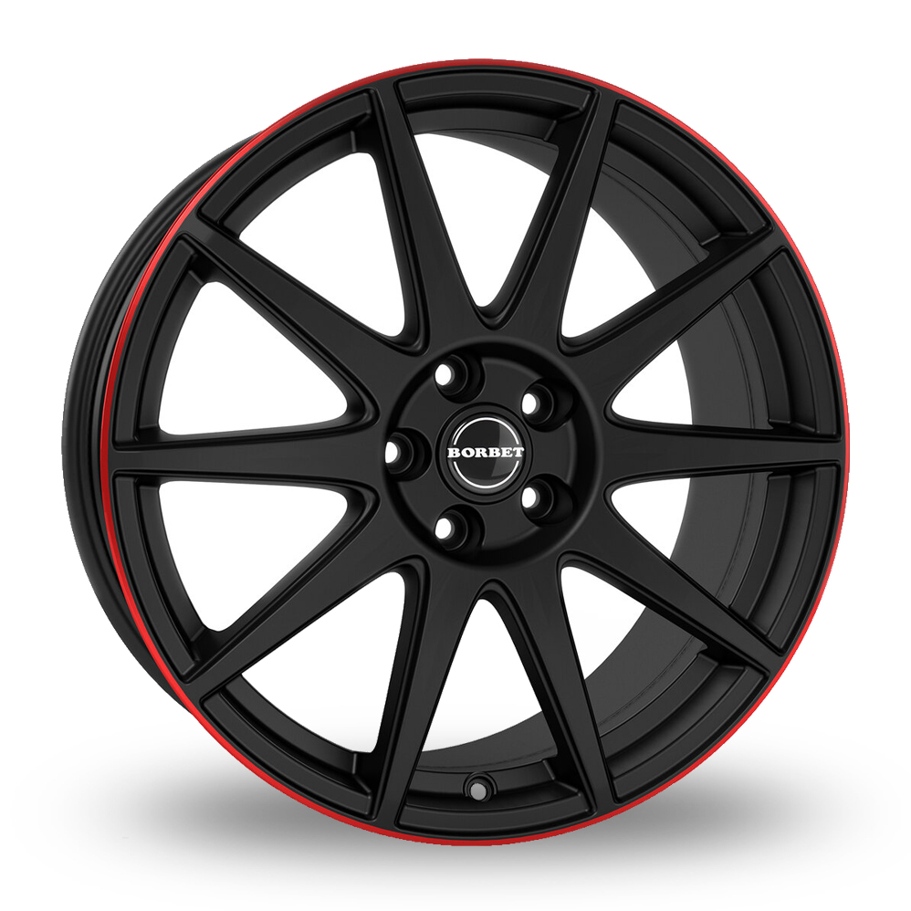Borbet GTX Matt Black Red Rim Alloy Wheels