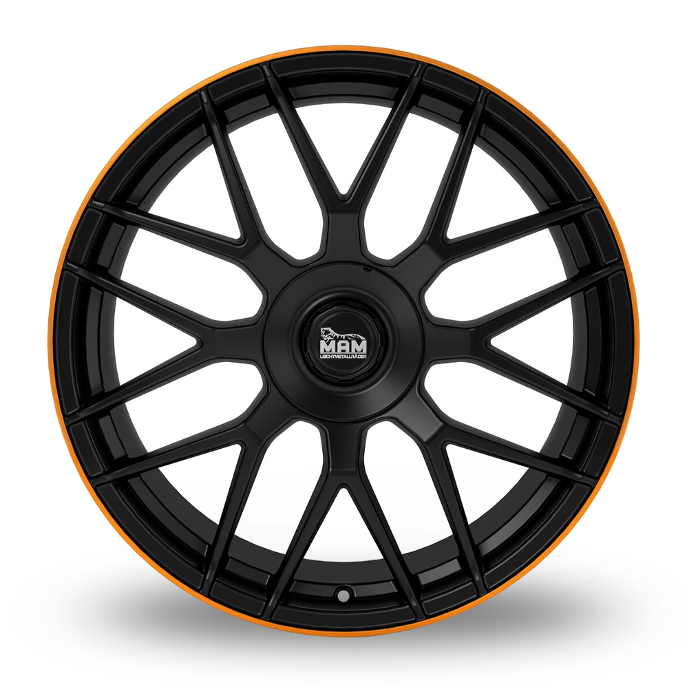 19" MAM GT1 Matt Black Lip Orange Alloy Wheels