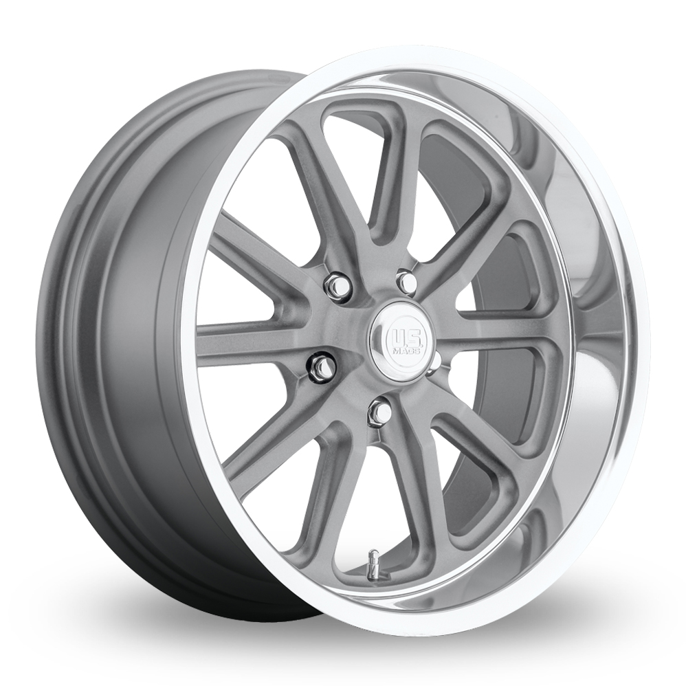 US Mags U111 Rambler (USA Warehouse) Textured Gray With Diamond Cut Lip Alloy Wheels