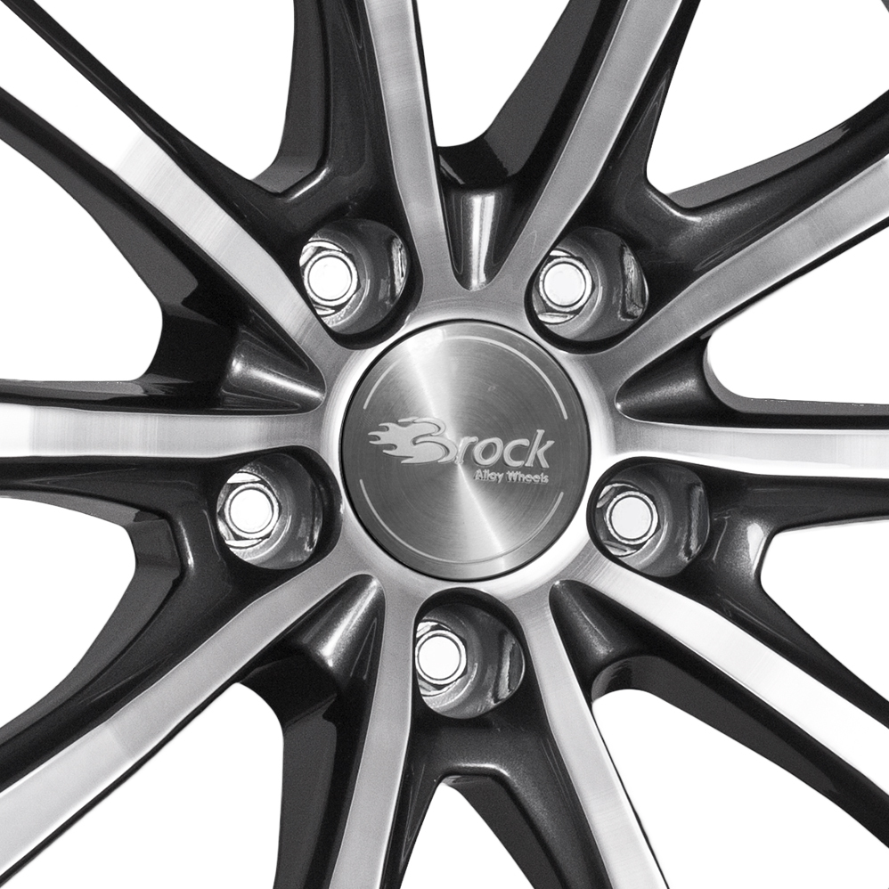 18" Brock B32 Himalaya Grey Front Polished Alloy Wheels