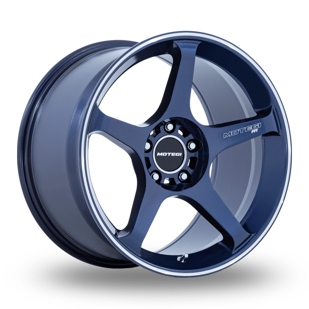 Motegi Racing MR159 Battle V (USA Warehouse) Obsidian Blue With Machined Lip Stripe Alloy Wheels