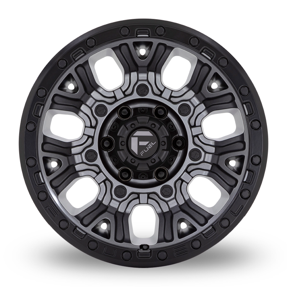 17" Fuel Off-Road D825 Traction (USA Warehouse) Matt Gunmetal With Black Ring Alloy Wheels