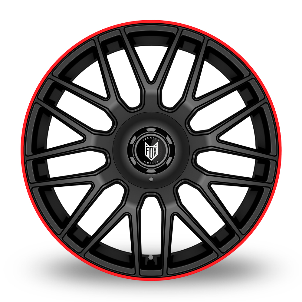 19" Fox Racing VR3 Satin Black Red Lip Alloy Wheels