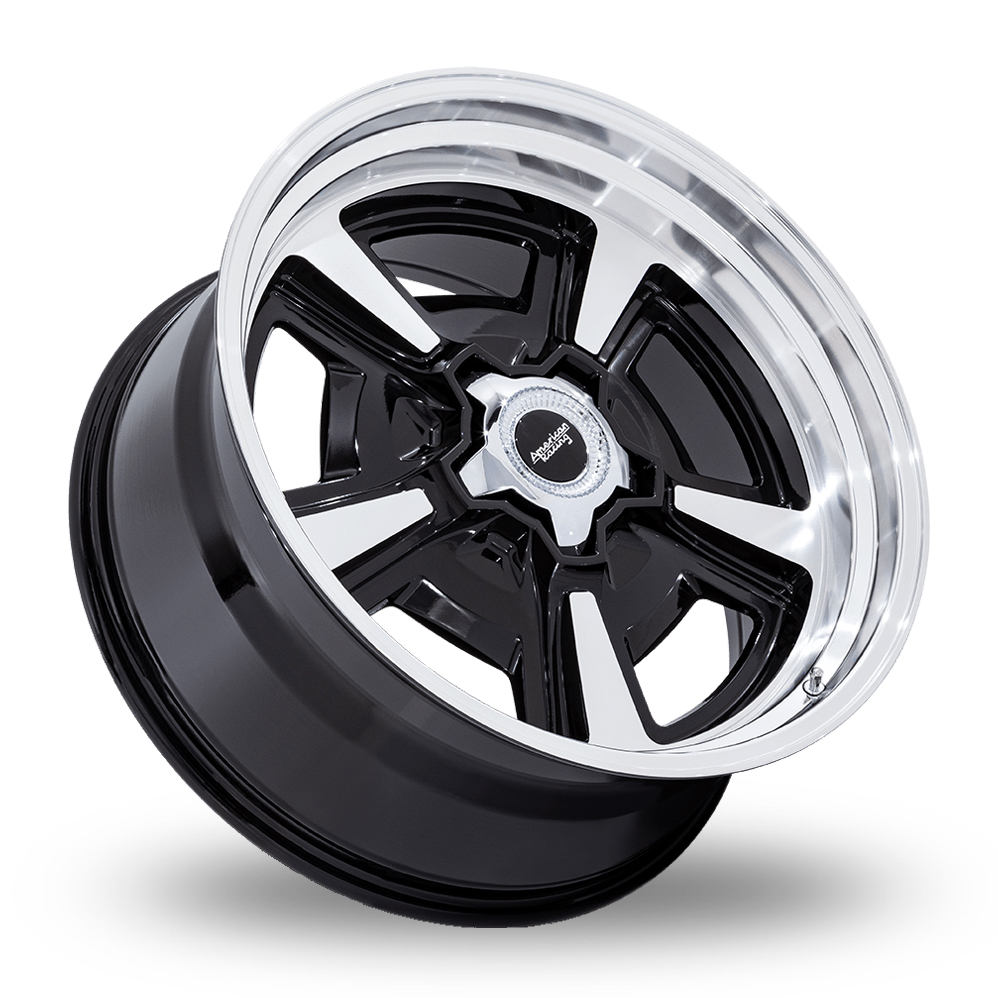 20" American Racing Vintage VN517 Marauder Gloss Black Machined With Diamond Cut Lip Alloy Wheels