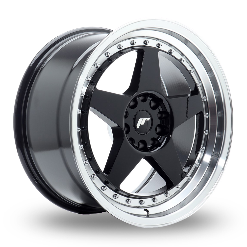 Japan Racing JR6 (9.5x18) Gloss Black Machined Lip Alloy Wheels
