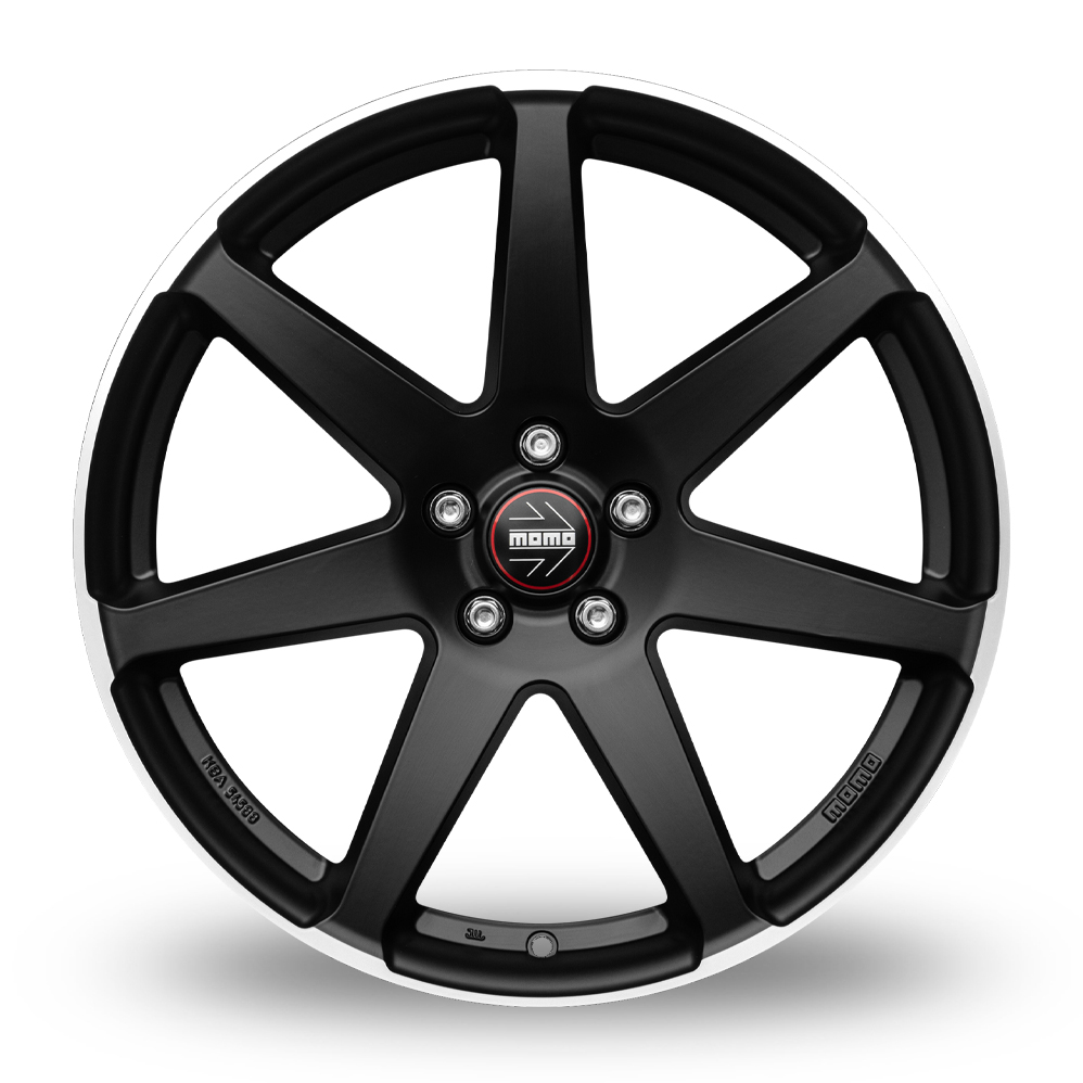 18" Momo Seven Matt Black Polished Alloy Wheels