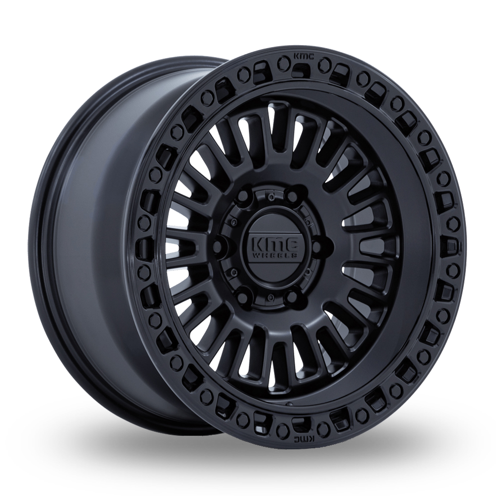KMC KM554 Aztec (USA Warehouse) Matte Black With Gloss Black Lip Alloy Wheels