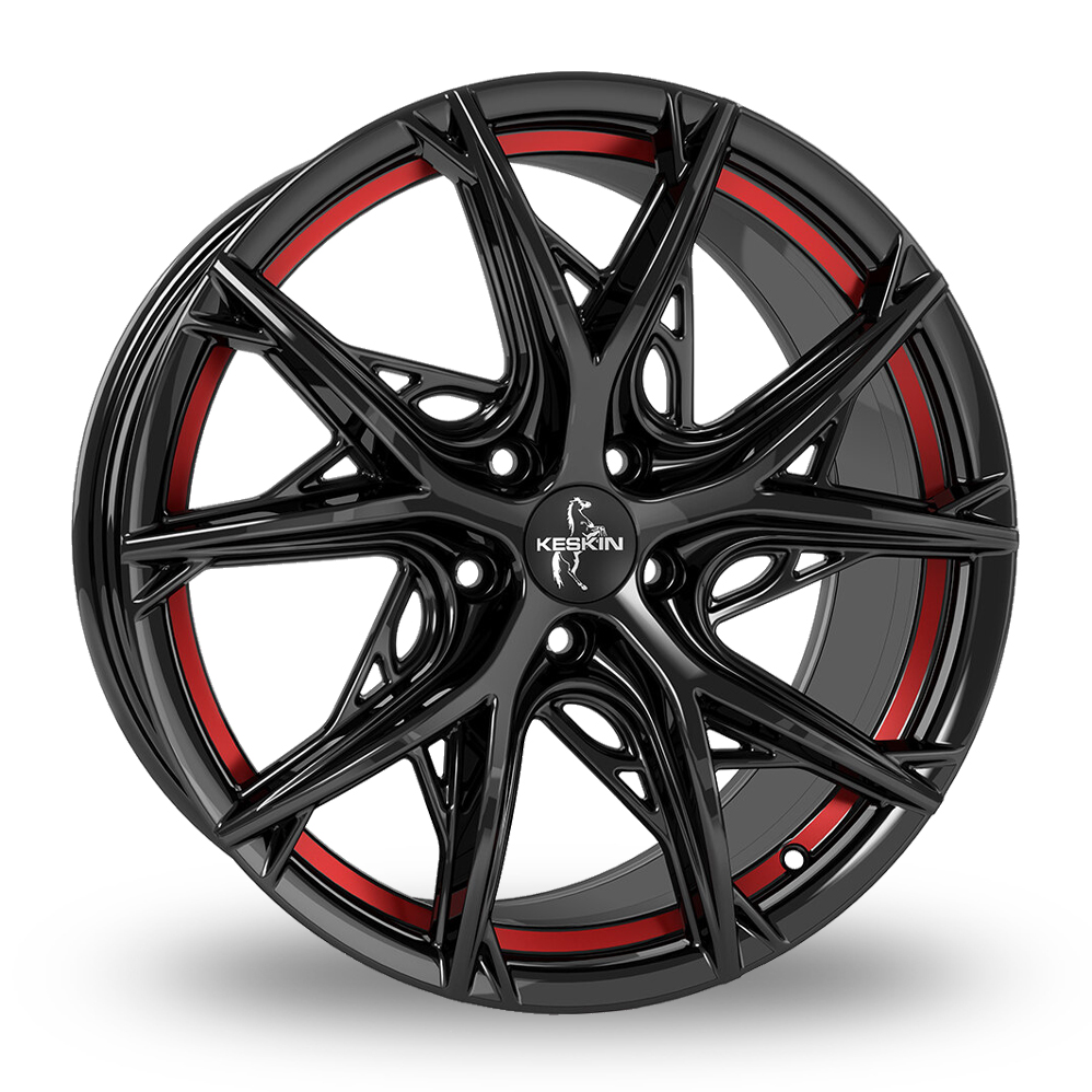 Keskin Tuning KT24 Gloss Black Red Inside Alloy Wheels