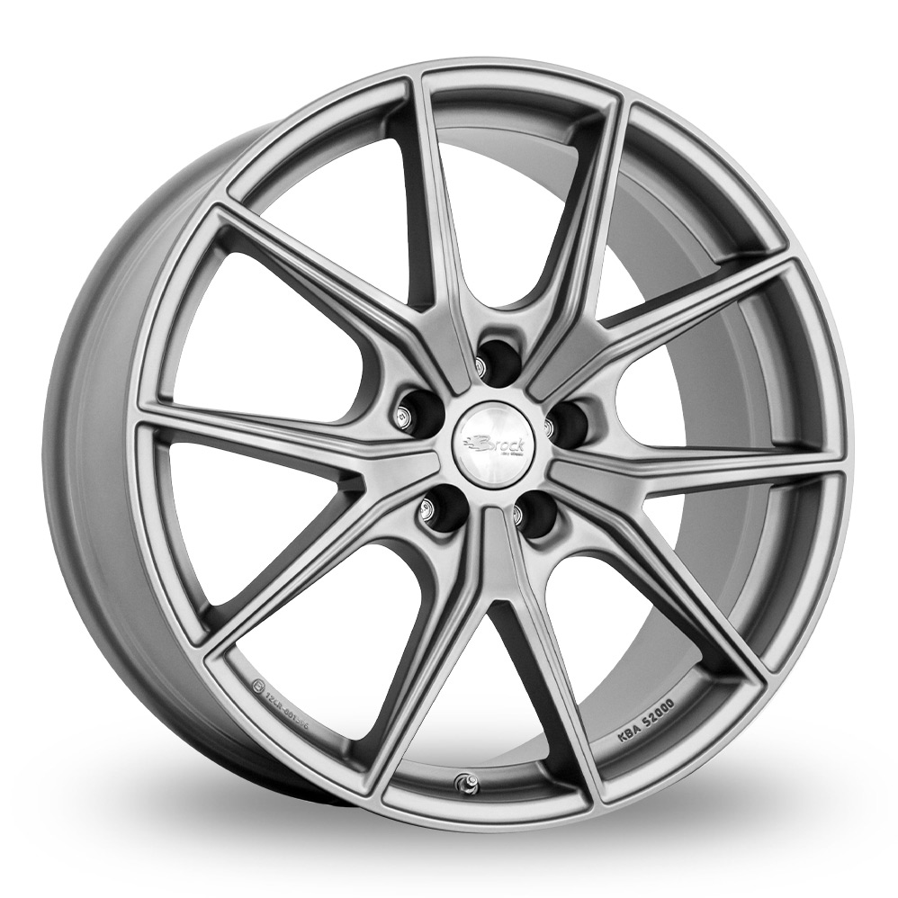 8x19 5x112 ET38 Brock B40 (Matt Grey) (66.6cb) (780kg Load) (12.3kg Weight) (60d Seat) (Mercedes Cap) (DE) Alloy Wheels