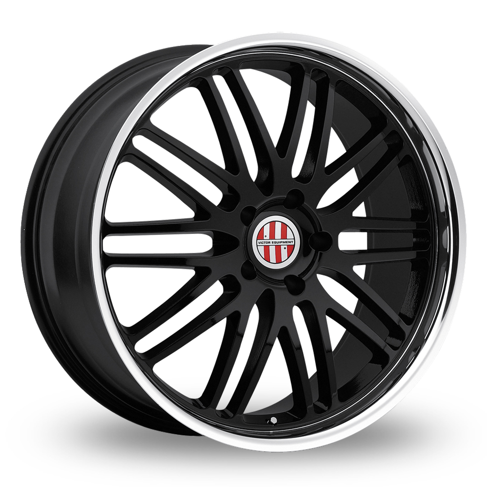Victor Equipment Lemans (USA Warehouse) Gloss Black With Mirror Cut Lip Alloy Wheels