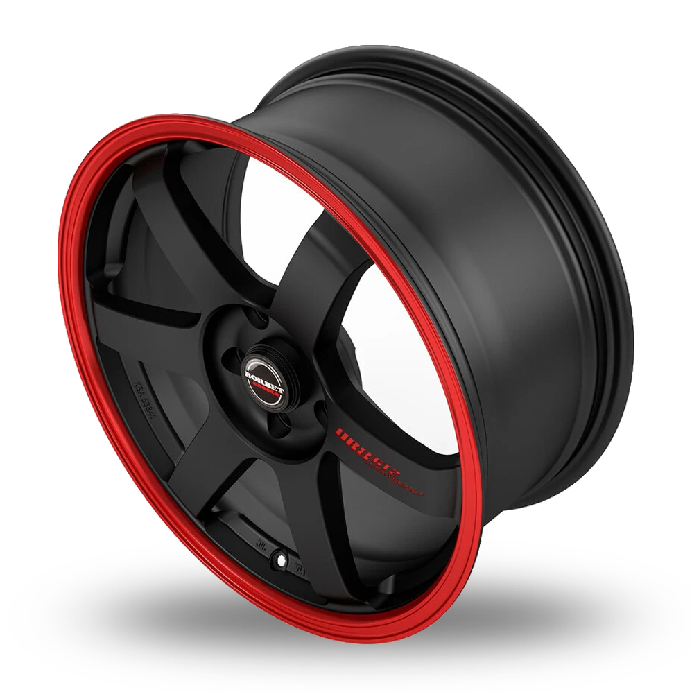 18" Borbet DB8GT2 Matt Black Red Rim Alloy Wheels