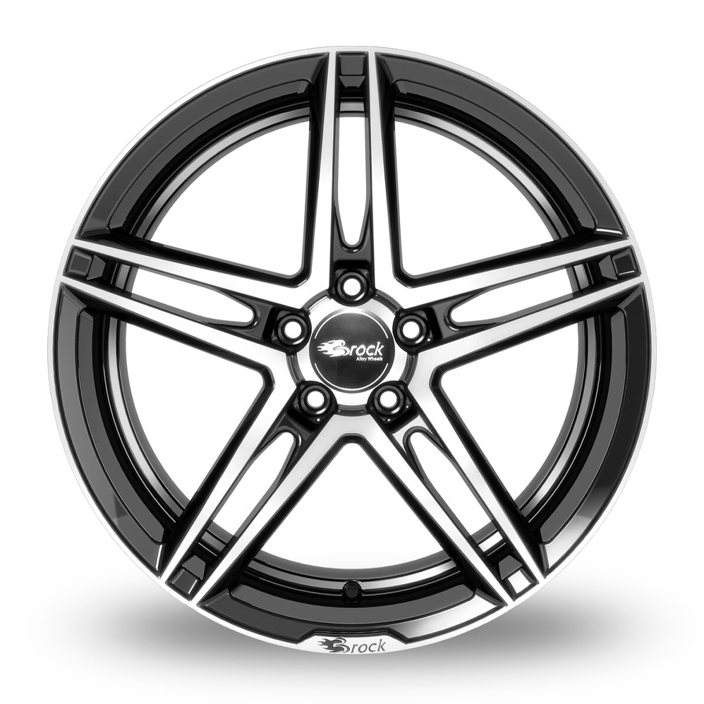 19" Brock B33 Gloss Black Polished Alloy Wheels