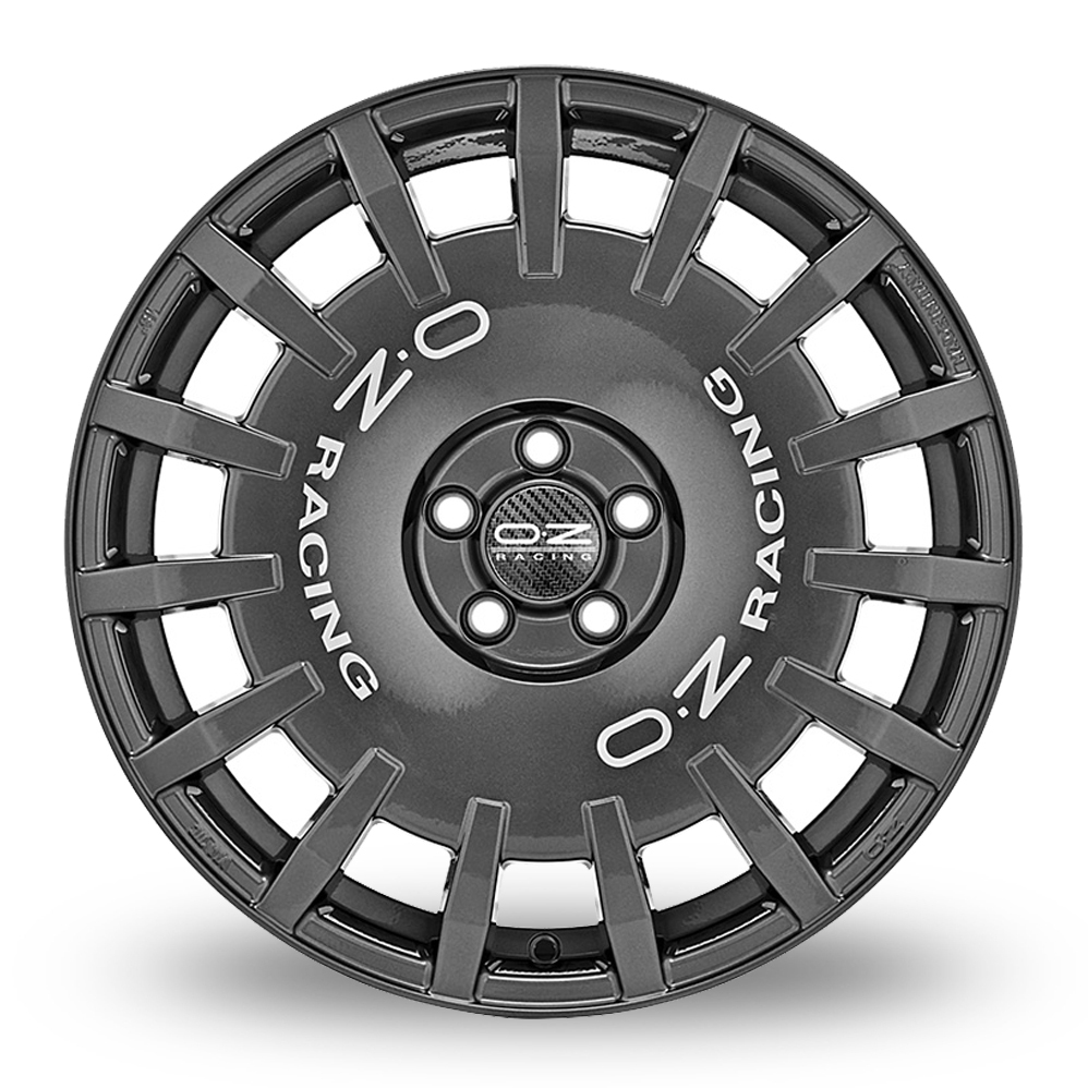 18" OZ Racing Rally Racing Dark Graphite Silver Lettering Alloy Wheels