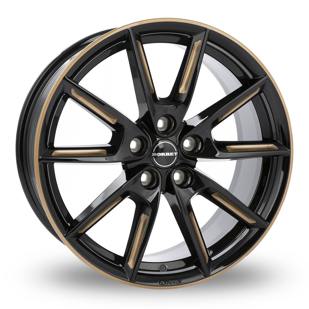 Borbet LX19 Gloss Black Gold Spoke Rim Alloy Wheels