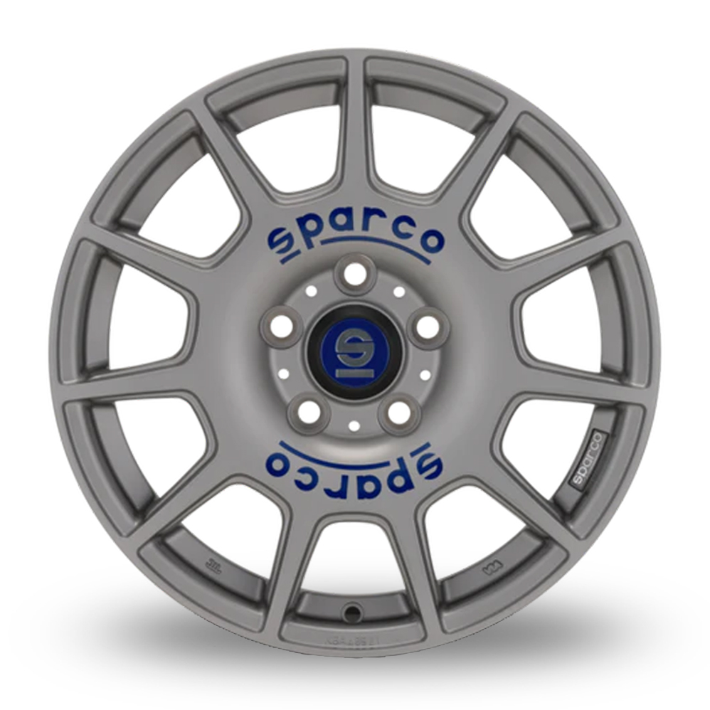 17" Sparco Terra Matt Silver Tech Blue Lettering Alloy Wheels