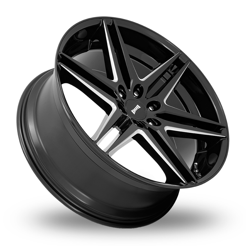 26" DUB S267 Dirty DOG Glossy Black Milled Alloy Wheels