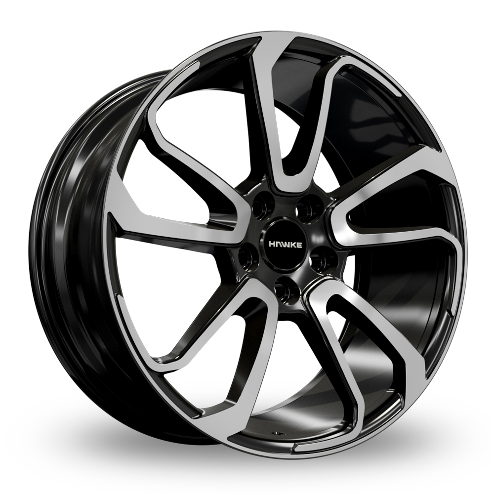 20 Inch Hawke Falkon Black Polished Alloy Wheels